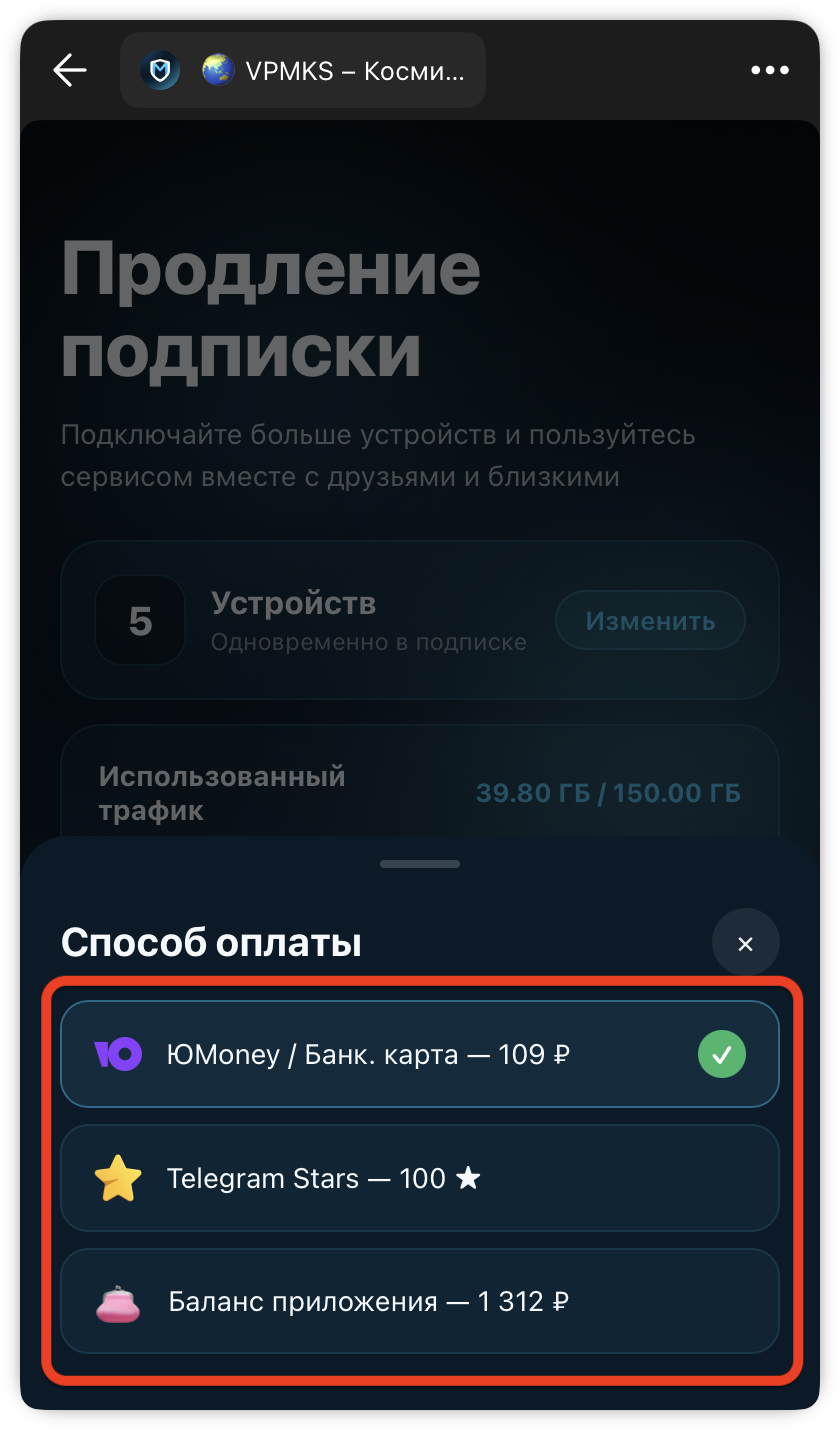Выбор способа оплаты — 2